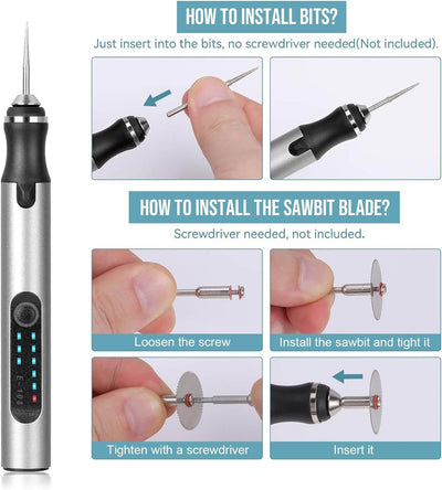 Stylo de gravure électrique sans fil DIY 182 pièces