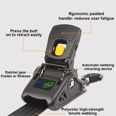 1in 2in auto self retractable ratchet straps structure itoolmax