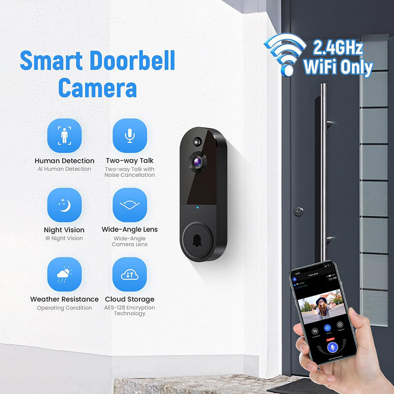 2.4G WiFi 1080P Smart Wireless Video Doorbell Camera