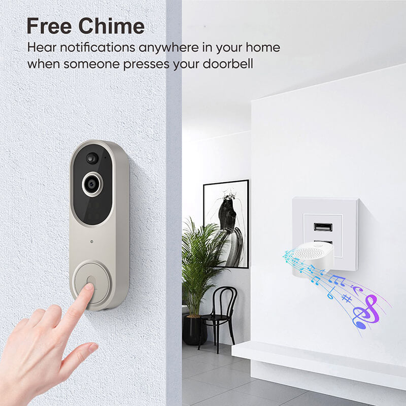 Free Chime Speaker 1080P Video Doorbell Camera