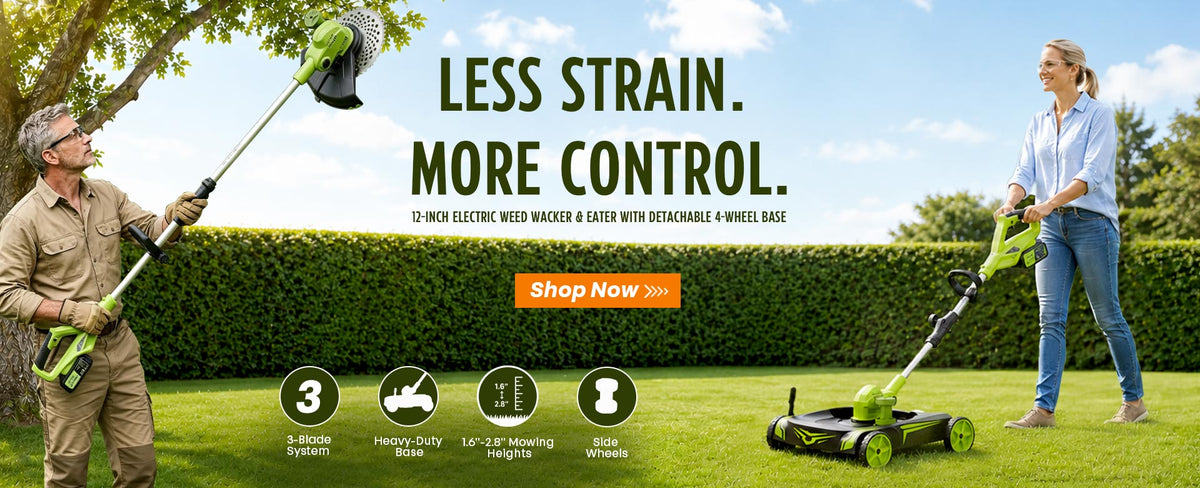 itoolmax 12inches electric weed wacker with base & wheel