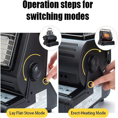 iToolMax 2 in1 1300w portable gas heater & stove modes