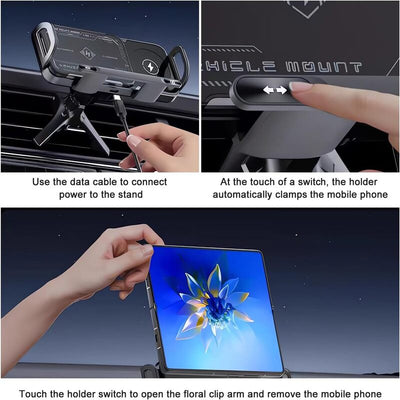 iToolMax 2 in 1 smart wireless car charger phone holder instruction