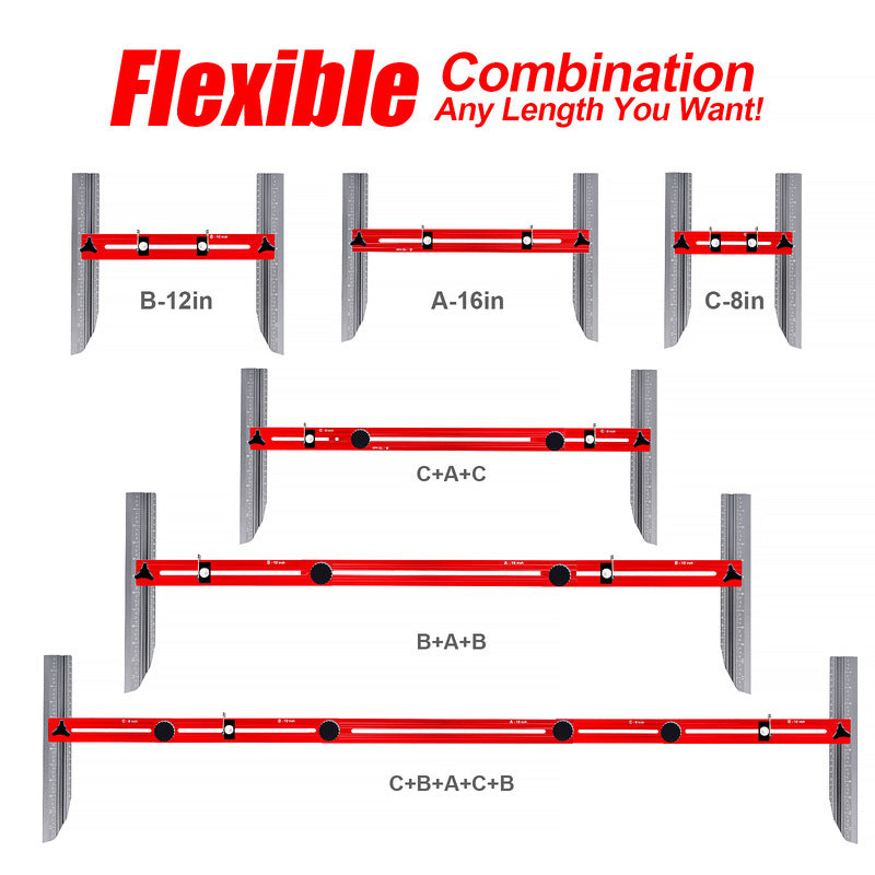 iToolMax stair tread template tool with dual scale flexible length