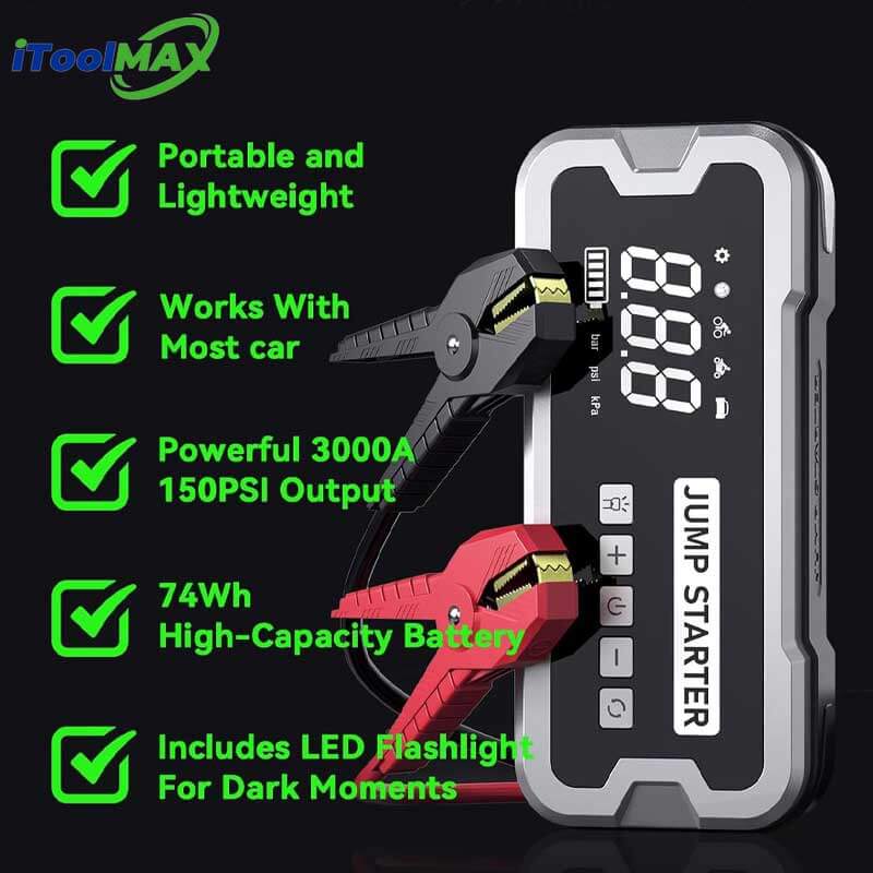 iToolMax 4 in 1 Portable Jump Starter with Air Pump Pro