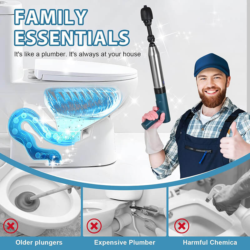 Say goodbye to messy clogs and costly plumber fees. The iToolMax Electric Toilet Plunger uses turbocharged air pressure, up to 5 Bar/72PSI pressure, to blast through blockages in seconds. No effort, no splashing. Fast, clean, and powerful unclogging for toilets, sinks, and drains.