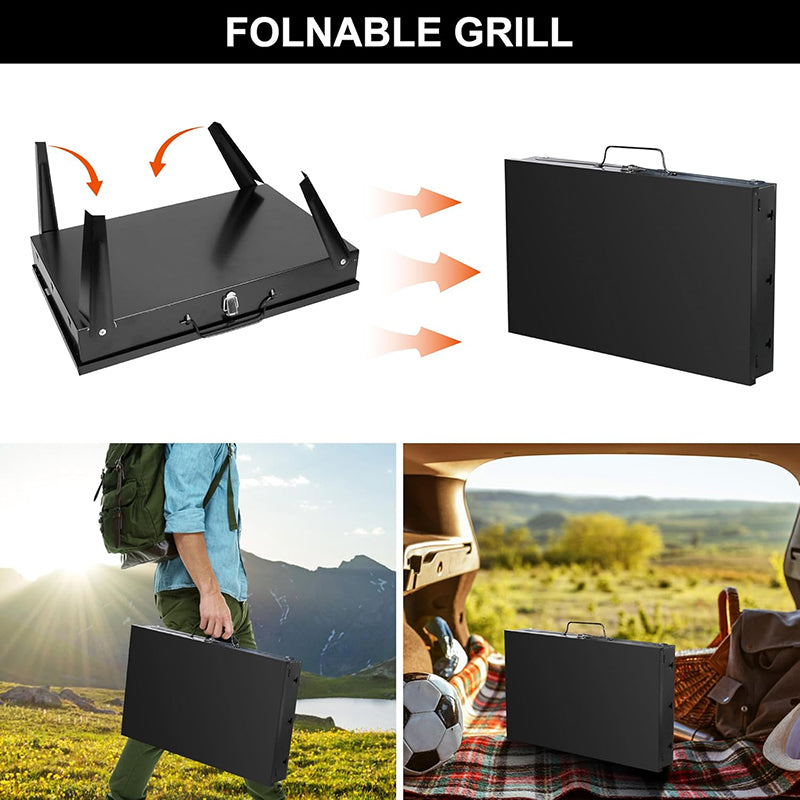 Just open to use. Folds down to a slim, the thickness is only 7cm/2.8in after folding, can be carried by hand. It is very convenient to carry outdoors for picnics. It does not take up space and can be placed in the trunk. Let you enjoy barbecue anytime and anywhere.