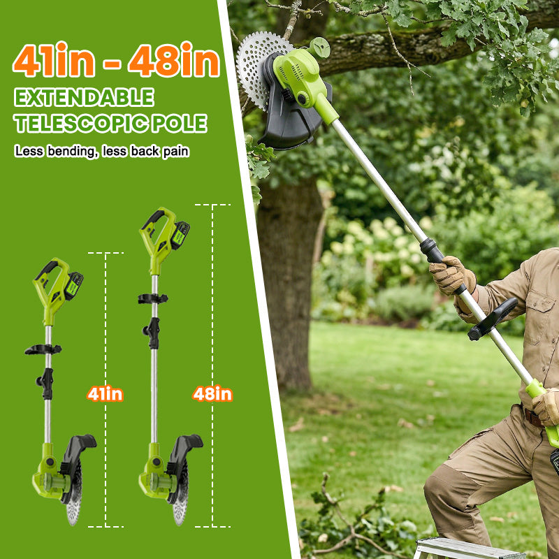 itoolmax 12 inch electric weed wacker 41in-48in adjustable extendable pole