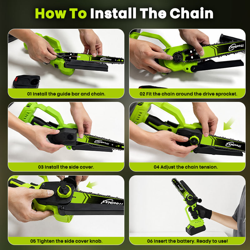itoolmax 2 in 1 cordless mini chainsaw product install steps