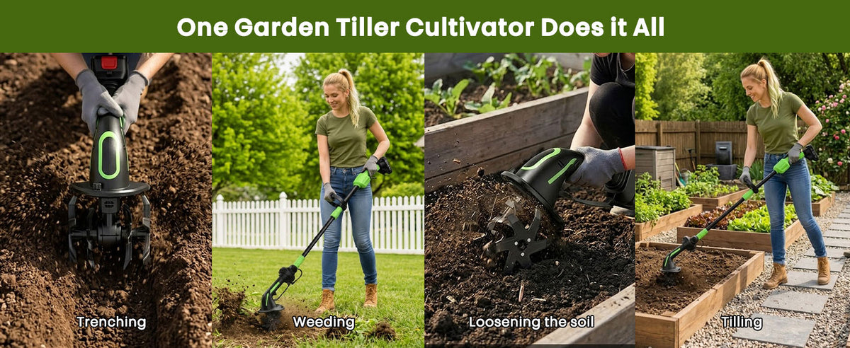 itoolmax 2 in 1 cordless tiller cultivator multi garden use