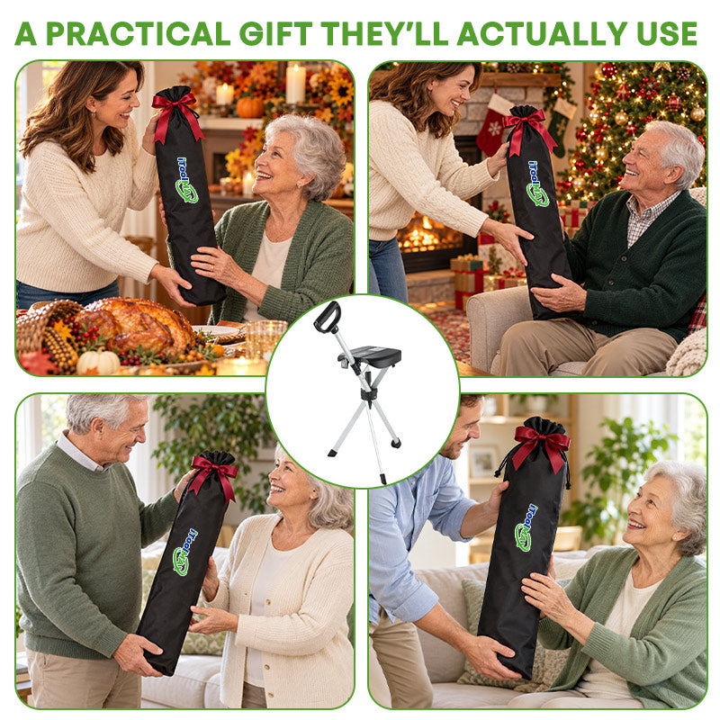 itoolmax 2 in 1 folding walking stick with seat best gift