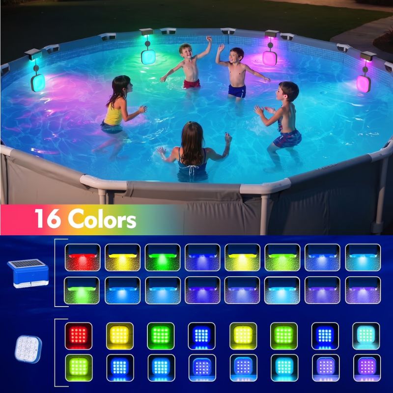 itoolmax 2 in 1 waterproof solar pool lights 16 colors