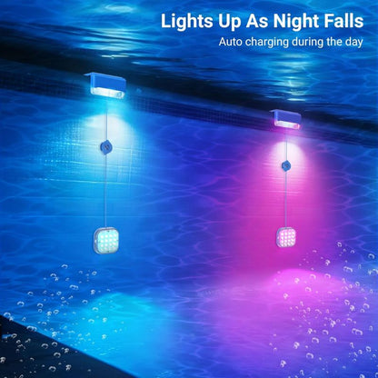 Luces solares para piscina 2 en 1 con LEDs impermeables de 16 colores