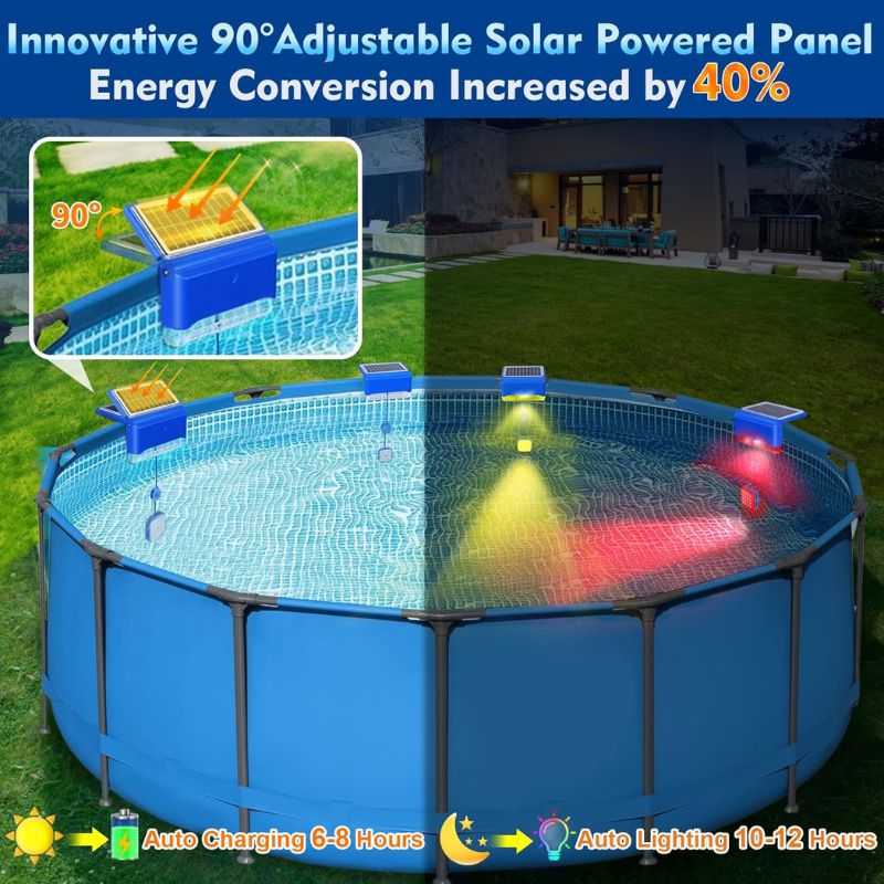 itoolmax 2 in 1 waterproof solar pool lights up to 12 hours runtime