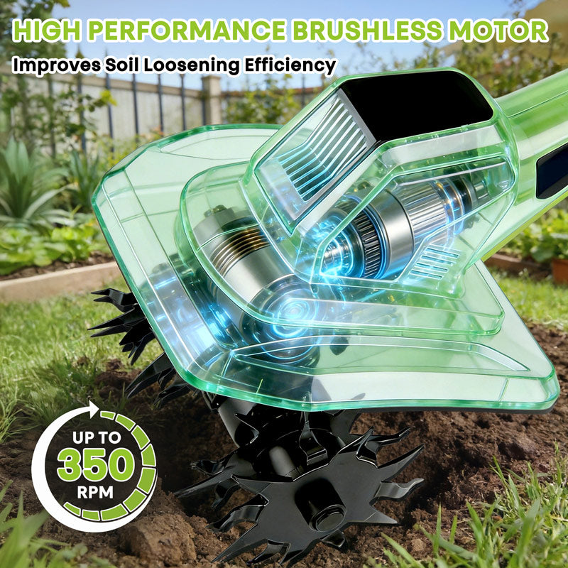 itoolmax 350rpm cordless tiller with brushless motor