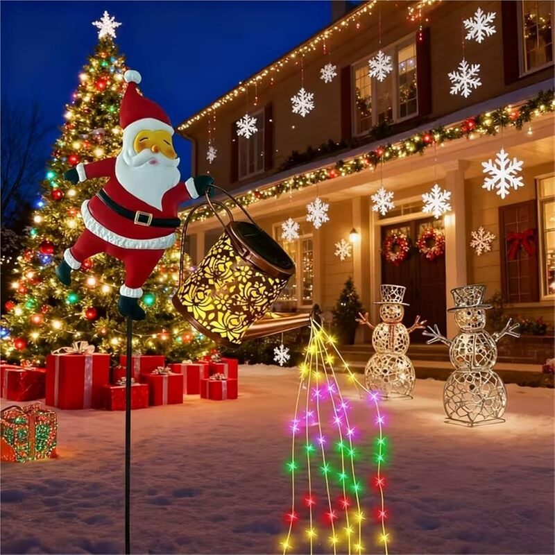 itoolmax christmas santa solar kettle lights gifts