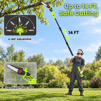itoolmax cordless pole chainsaw 14ft extension pole