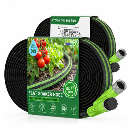 itoolmax flat soaker hose for garden and lawns 100ft