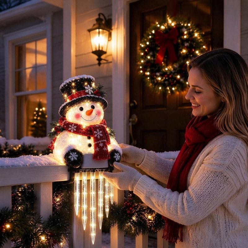 itoolmax light up snowman christmas icicle light decor no wire needed