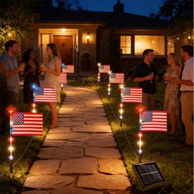 itoolmax solar american flag lights put in pathway