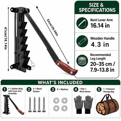 itoolmax wall mounted firewood kindling splitter size