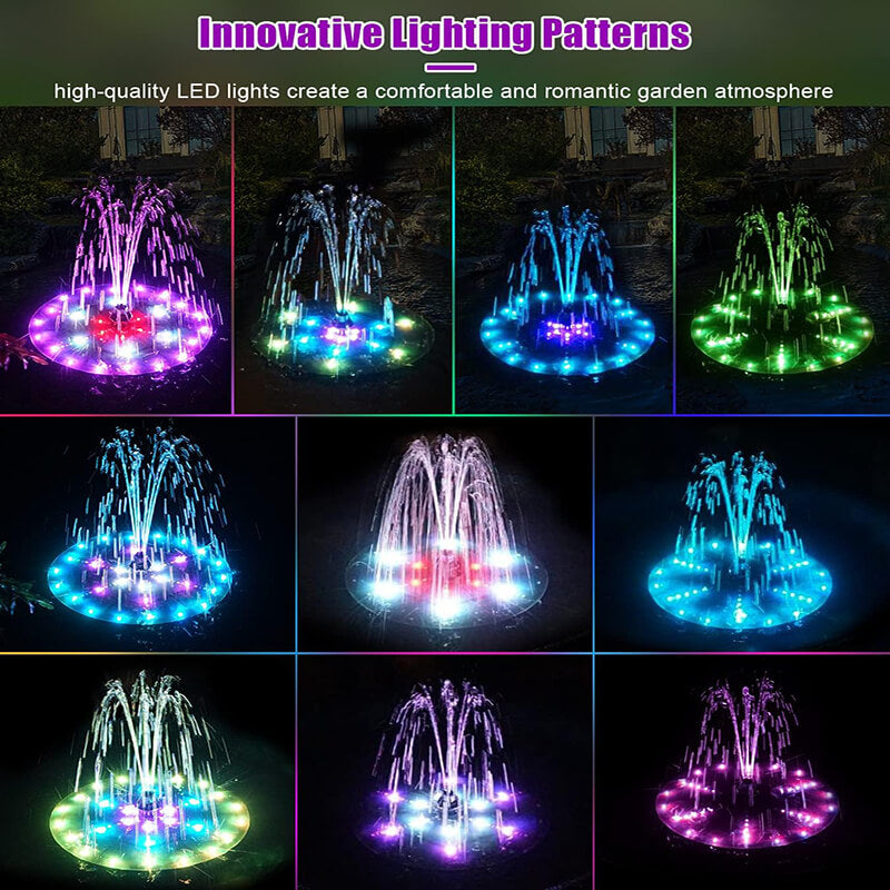 With 60 LEDs, more than any solar fountain on the market. 7 colors cycling and 4 dynamic light modes, this upgraded light cycle creates a stunning night display. A built-in 4000mAh battery powers keep the light effect for 4–6 hours, keeping your garden glowing at night.