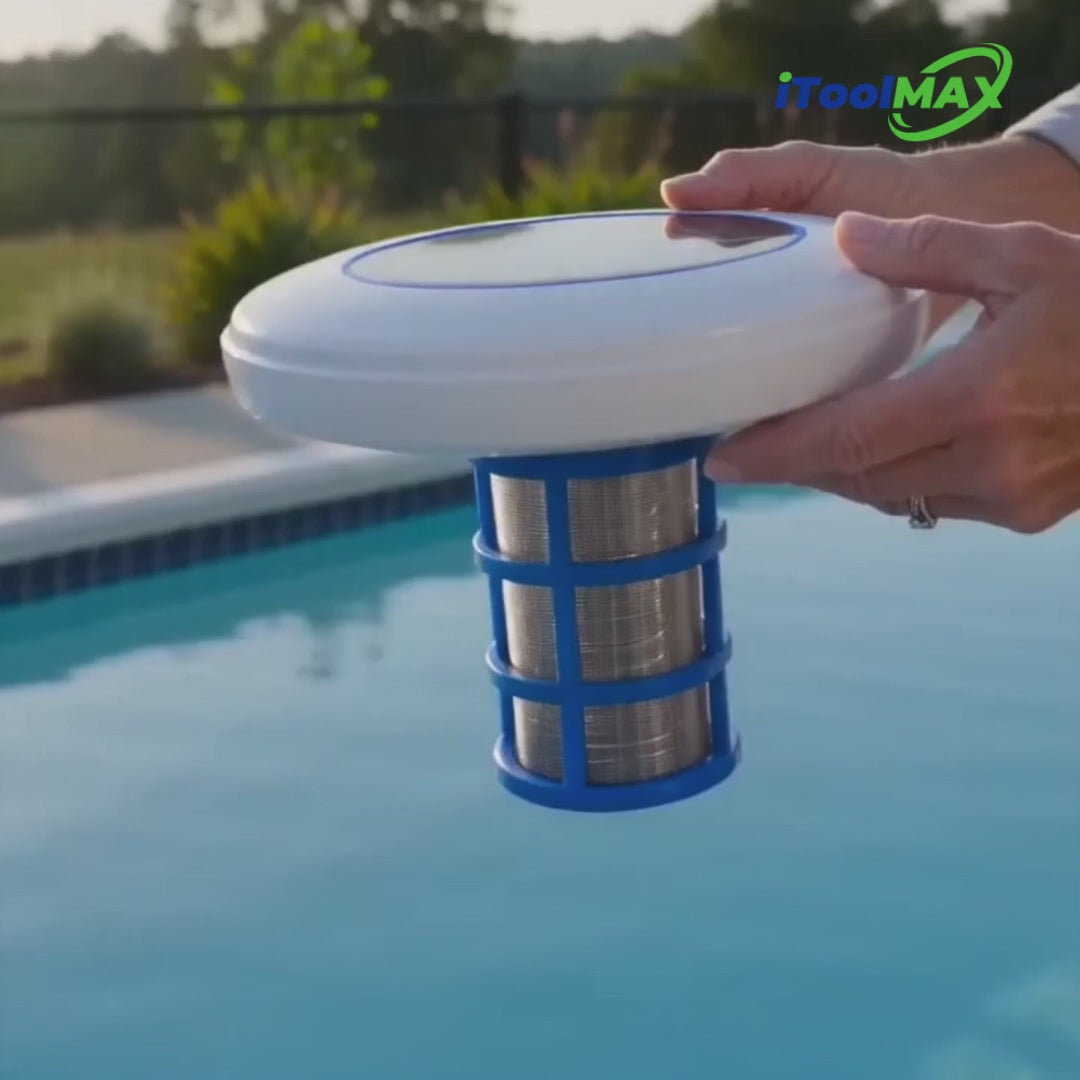 Charger la vidéo : iToolMax Solar Powered Pool Ionizer with LED Light