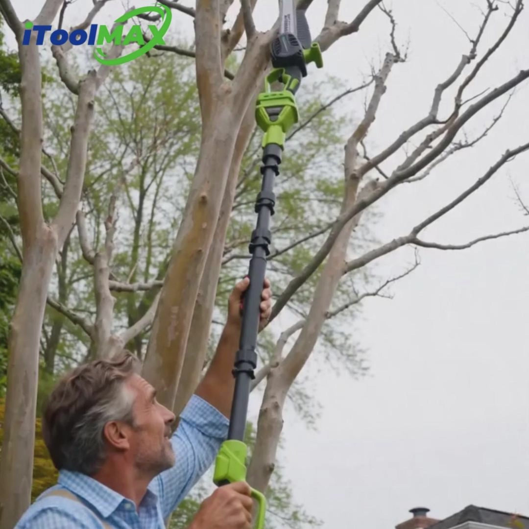 Load video: itoolmax 6 in 1 cordless hedge trimmer pole saw video