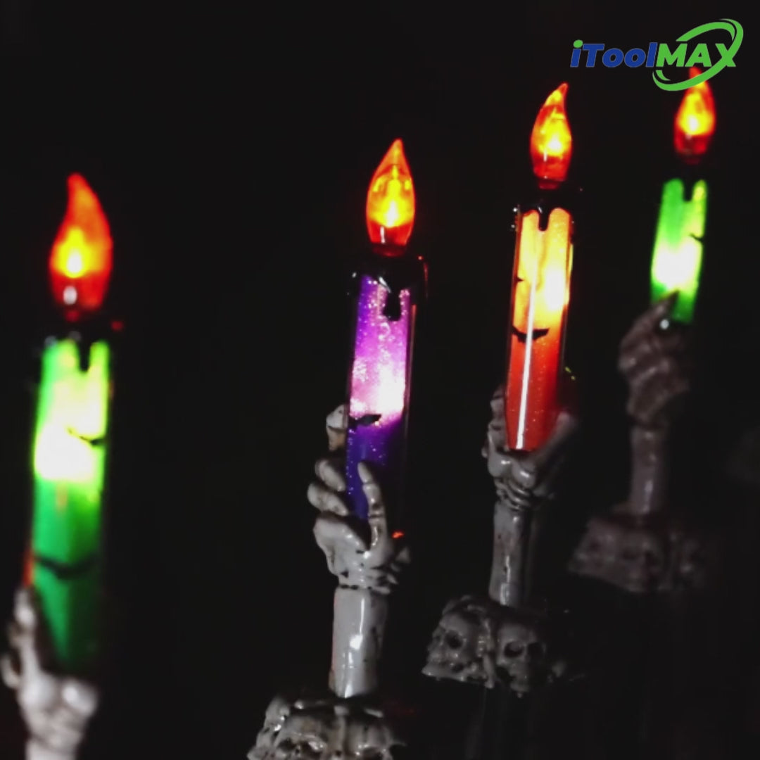 Load video: skull candle light solar halloween pathway Deco itoolmax