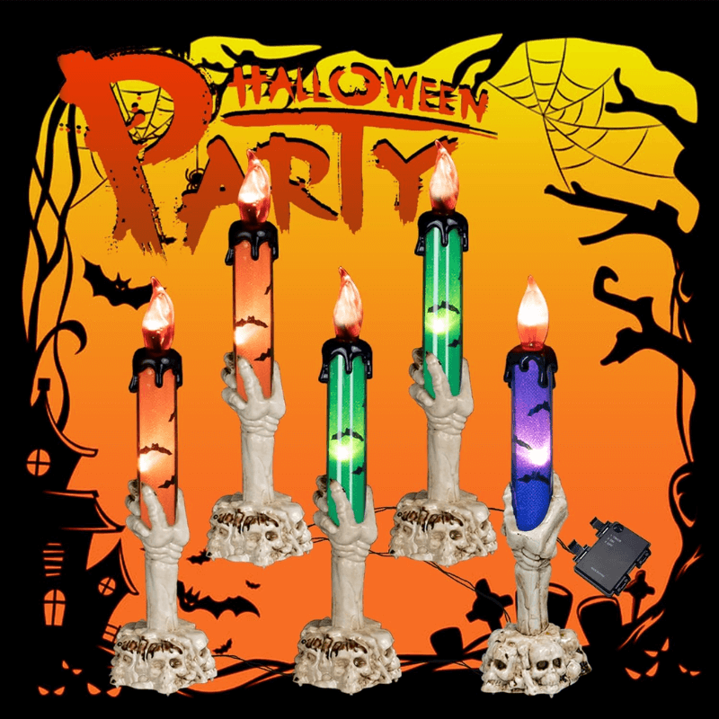 solar power skull candle light halloween decroration itoolmax
