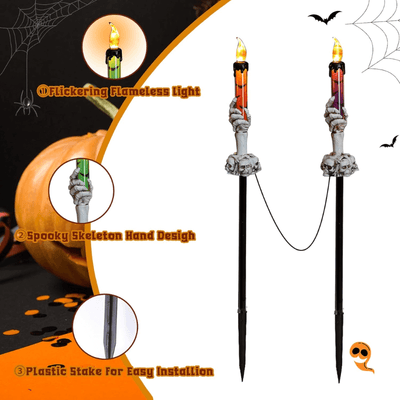 solar power skull candle light halloween itoolmax