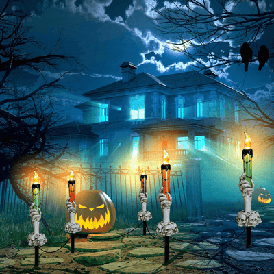 solar power skull candle light outdoor itoolmax